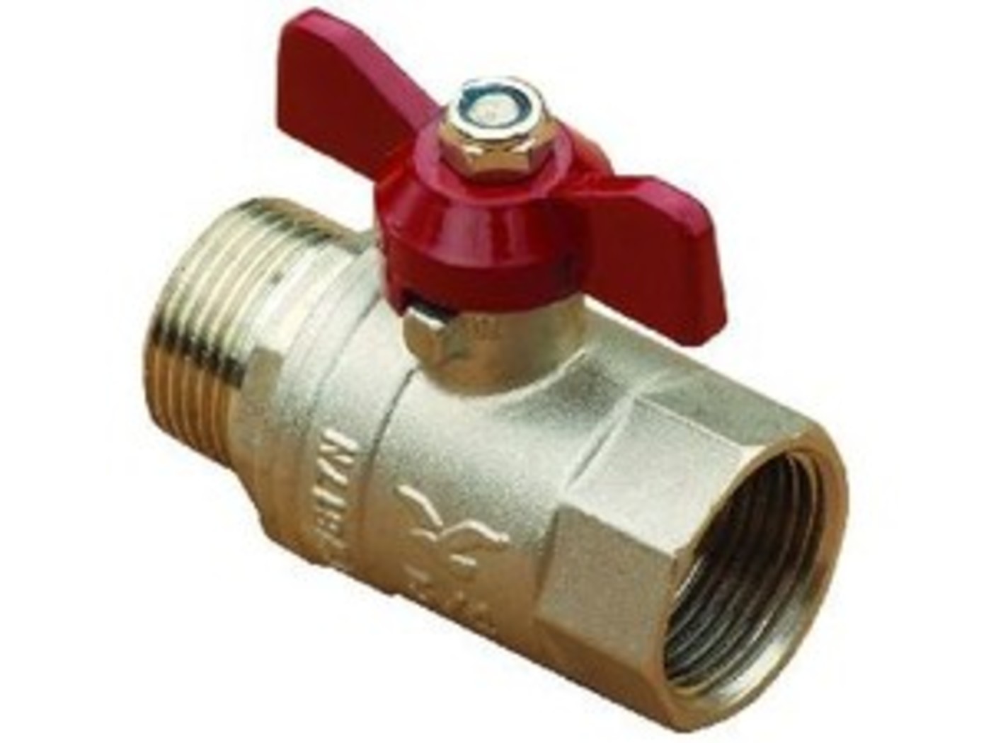 Кран латунный шаровой, SGL, Ду-15, Ру-16, муфта-штуцер, «бабочка»