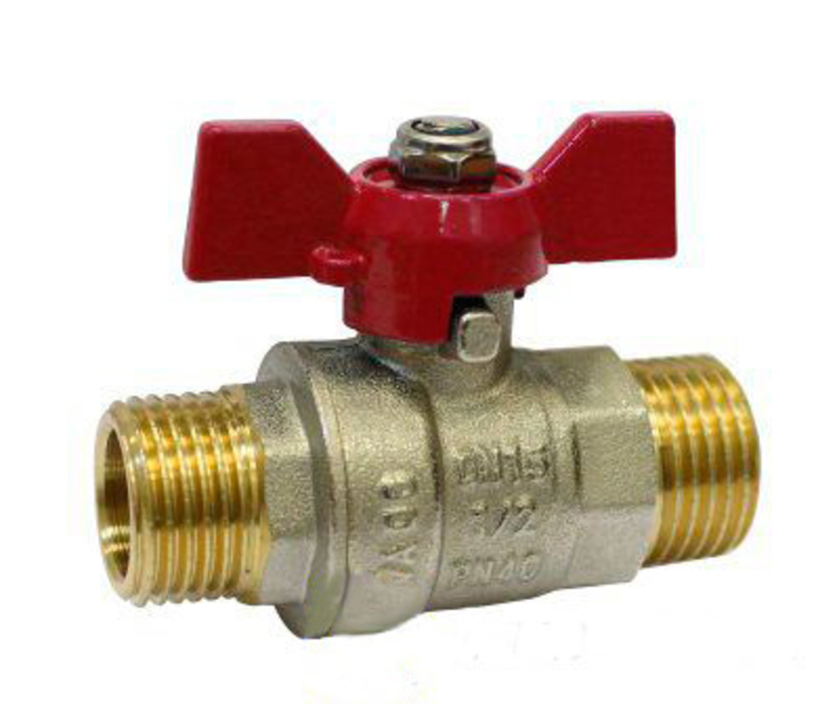 Кран латунный шаровой, SGL, Ду-20, Ру-40, штуцер-штуцер, «бабочка»