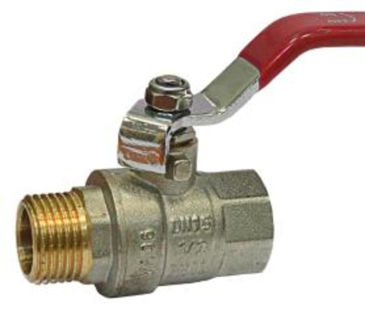 Кран латунный шаровой, SGL, Ду-20, Ру-40, муфта-штуцер, рычаг