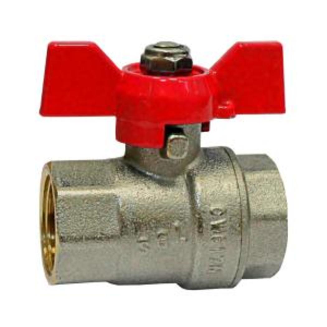 Кран латунный шаровой, SGL, Ду-20, Ру-40, муфта-муфта, «бабочка»