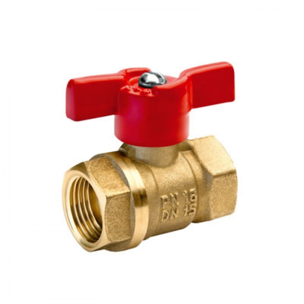 Кран латунный шаровой 11Б27п1, БАЗ, Ду-20, Ру-16, муфта-муфта, «бабочка»