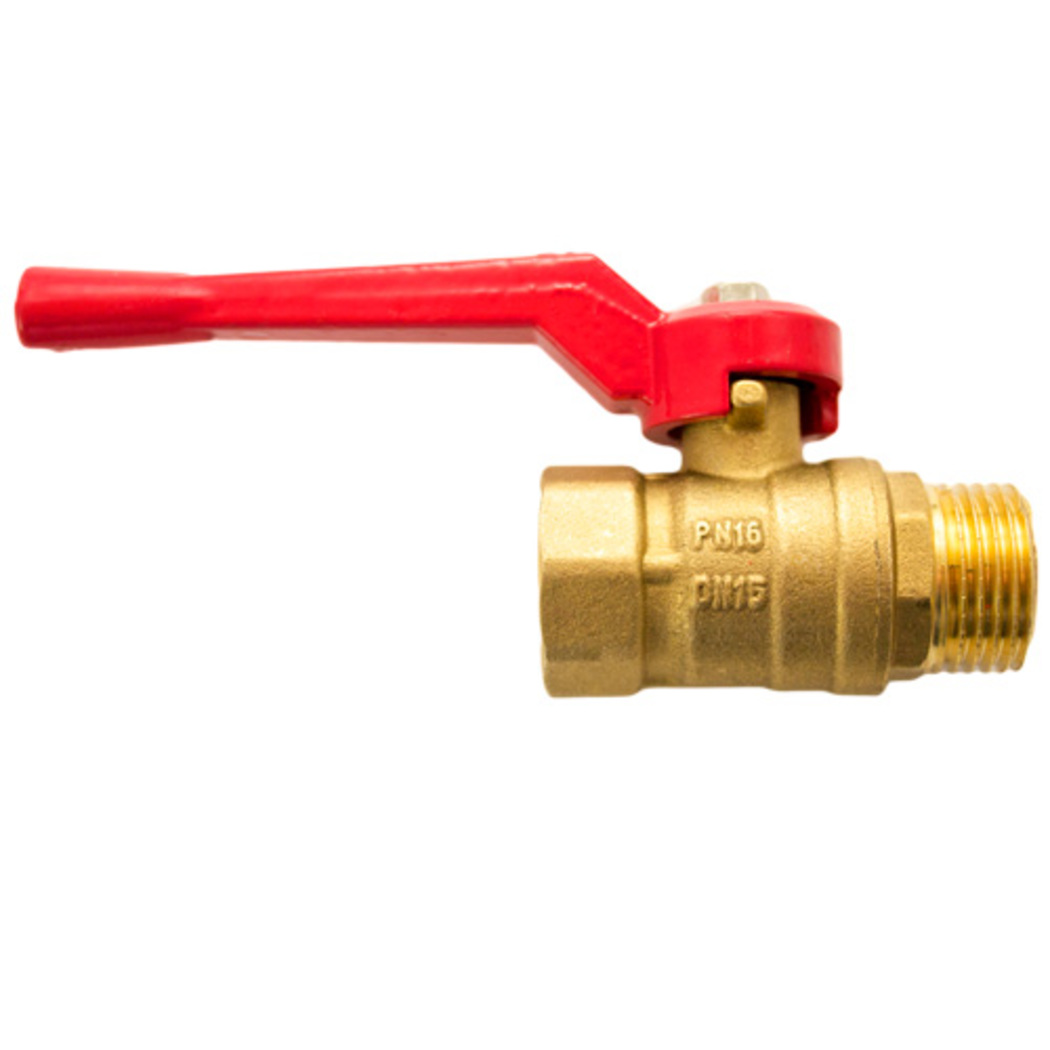 Кран латунный шаровой 11Б27п1, БАЗ, Ду-25, Ру-16, муфта-штуцер, рычаг