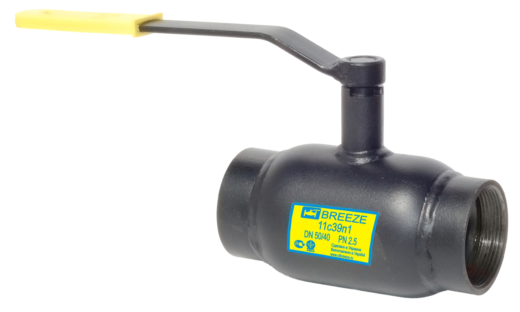 Кран стальной шаровой 11с39п1, BREEZE, Ду-65/50, Ру-25, муфтовый