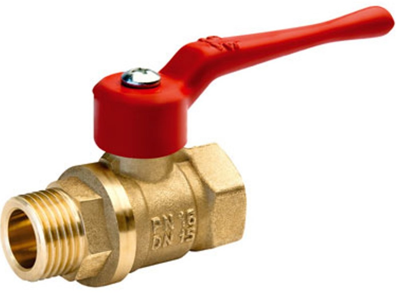 Кран латунный шаровой 11Б27п1, БАЗ, Ду-25, Ру-16, муфта-штуцер, рычаг