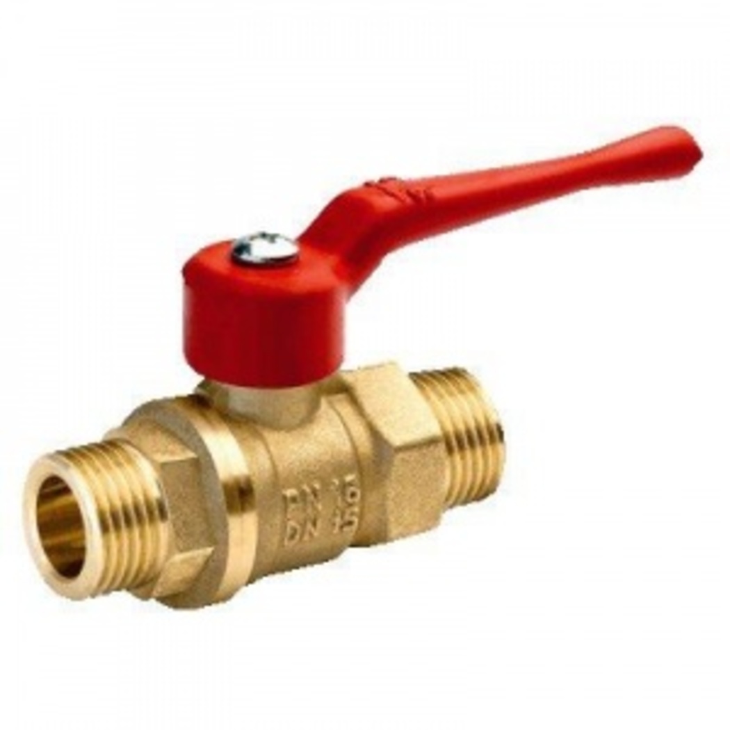 Кран латунный шаровой 11Б27п1, БАЗ, Ду-15, Ру-16, штуцер-штуцер, рычаг