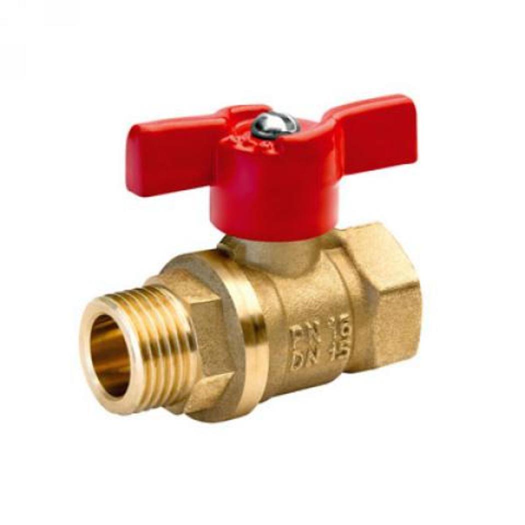 Кран латунный шаровой 11Б27п1, БАЗ, Ду-20, Ру-16, муфта-штуцер, «бабочка»