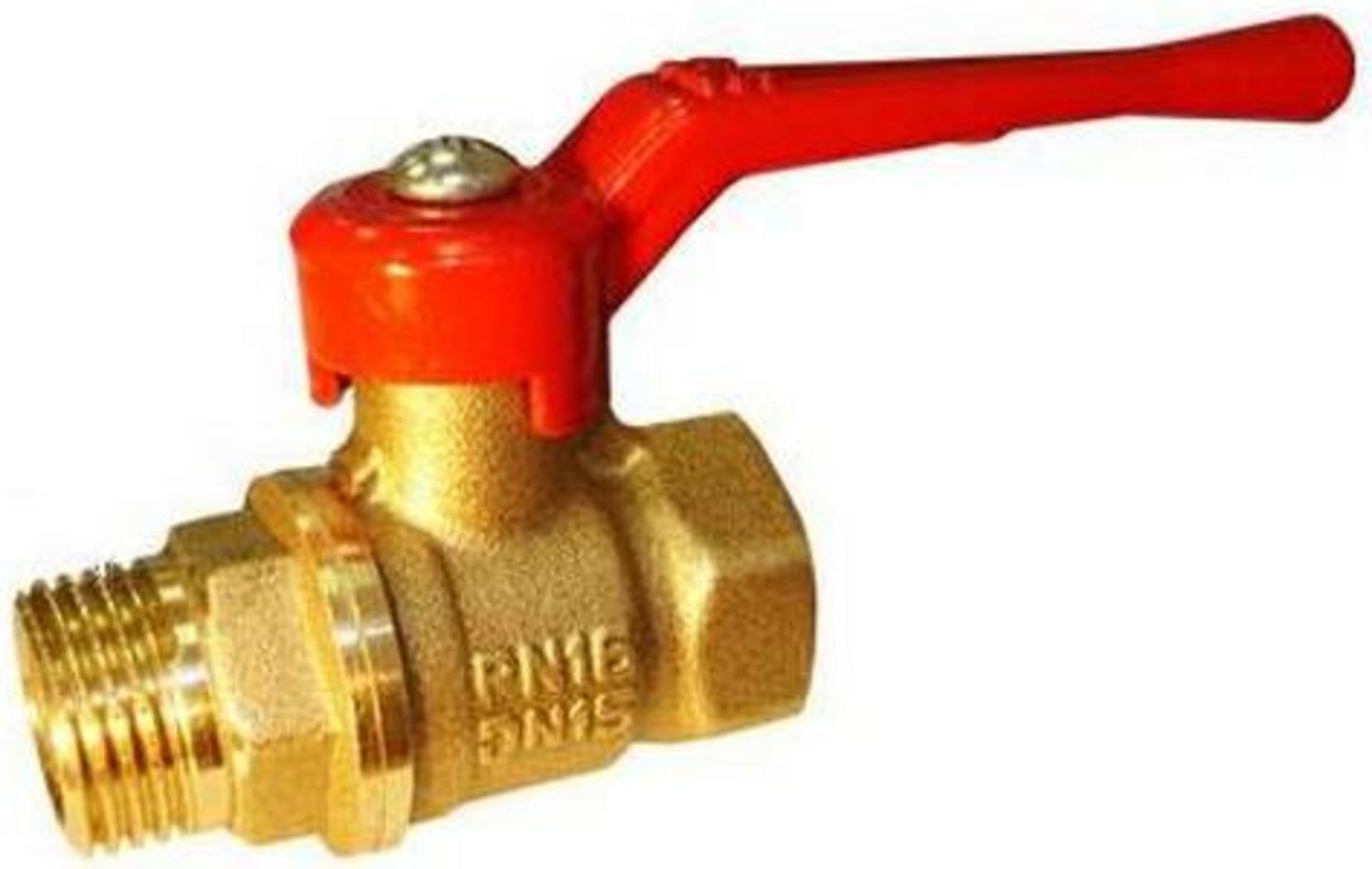 Кран латунный шаровой 11Б27п1, БАЗ, Ду-25, Ру-16, муфта-штуцер, рычаг